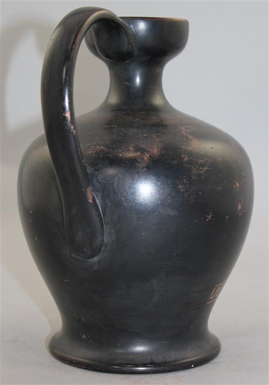 A Staffordshire Greek revival red figure jug, 19th century, 22cm